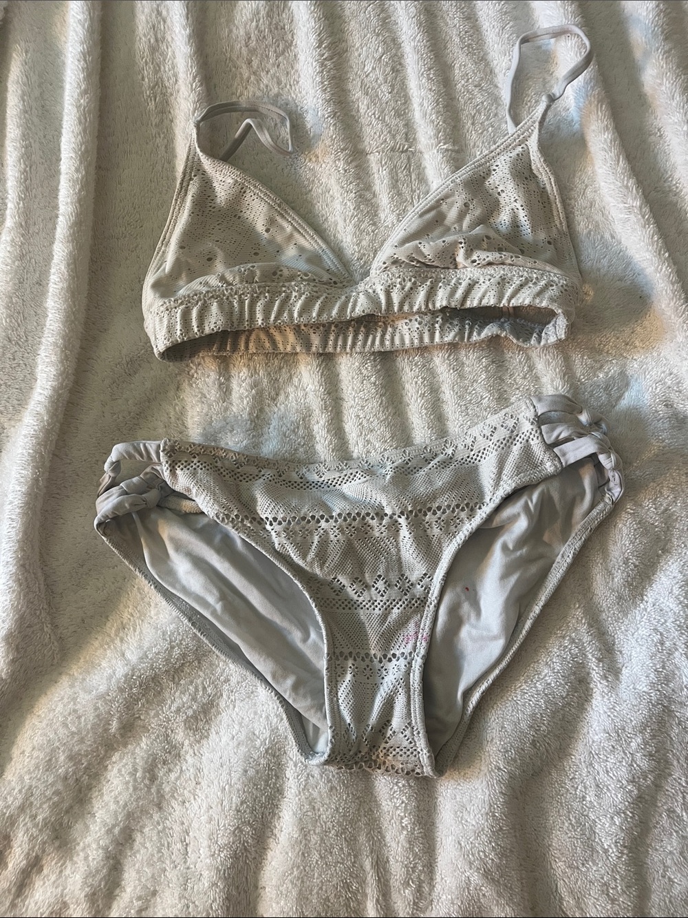 Roxy Eyelet Triangle Bikini Set